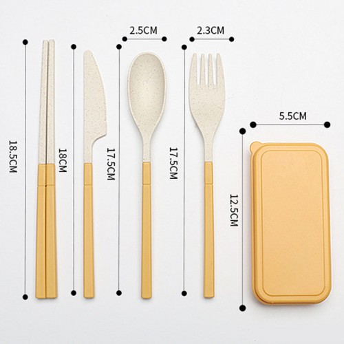 Portable Detachable Wheat Straw 4pc Cutlery Set