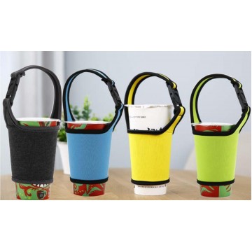Portable Coffee Leather Cup Holder Accompanied By Packing Milk Tea Cup Band  -body Strap Water Cup Bag Beverage Protective Cover