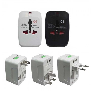 World Travel Adaptor with Grey Pouch