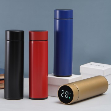 Stainless steel vacuum flask with LED temperature
