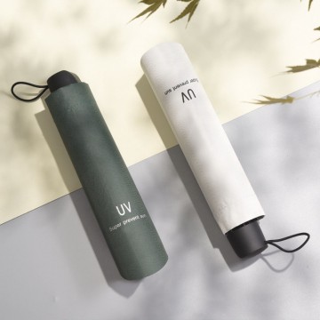 Black UV Rain & Shine Dual-Use 3-Fold Umbrella, Manual or Automatic