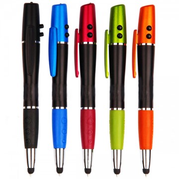 Multi-Function Twist Pen with Stylus LED and Laser